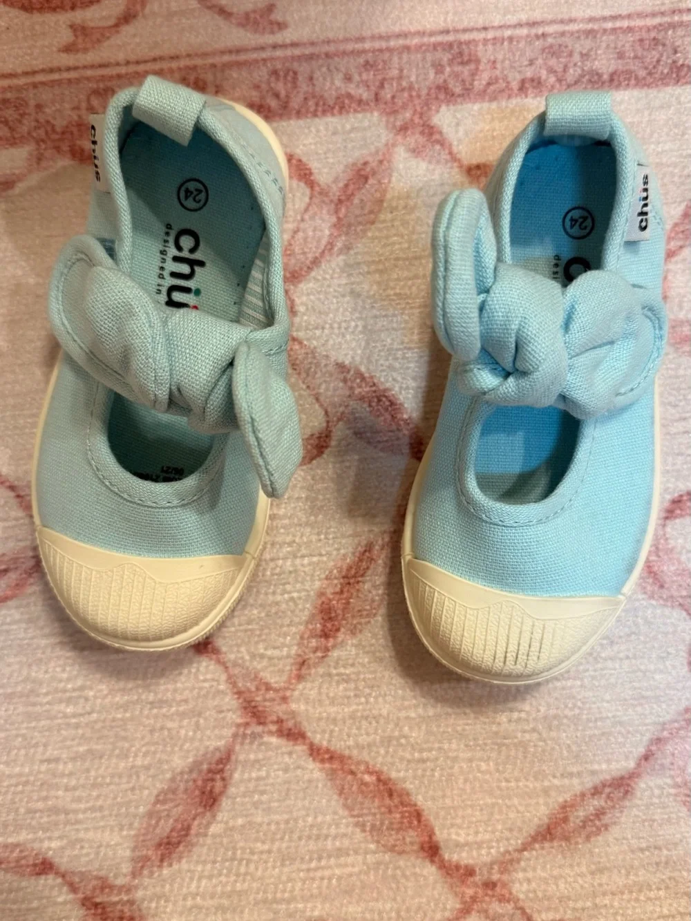 Chus Light Blue Canvas Mary Jane with Knotted Bow - Baby & Walker